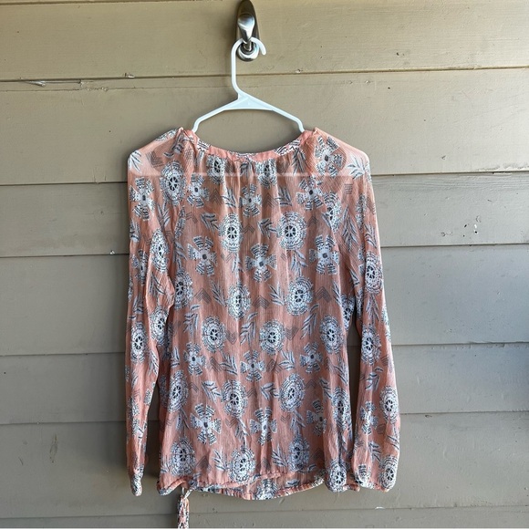 Lucky Brand Sheer Floral Long Sleeve Blouse - Size M - Boho Lightweight - Picture 4 of 4